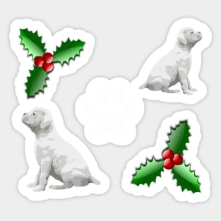 White Boxer Dog Puppy Christmas Sticker